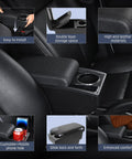 Mitsubishi Mirage 2014-2024 Armrest Box Center Console Organizer Leather Armrest with dual-layer storage and cup holder feature.