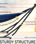 Hammock With Heavy Duty Steel Stand For Indoor And Outdoor Chill Sessions 600Lb Capacity Foldable 2 Layer Soft Polyester Durable