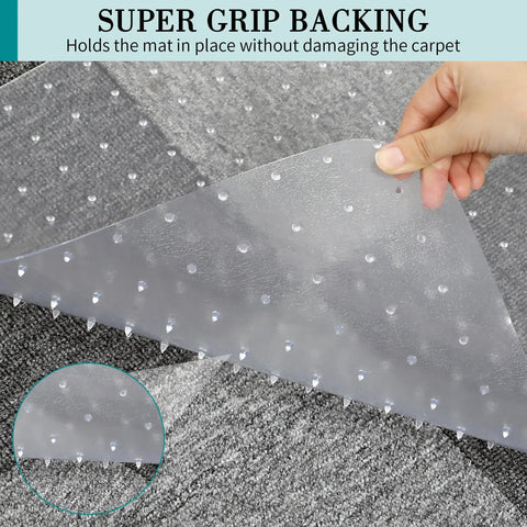 Clear Carpet Chair Mat For Low Carpeted Floors Thick 2.2mm Protector With Easy Glide And Flat Surface shown on low-pile carpet