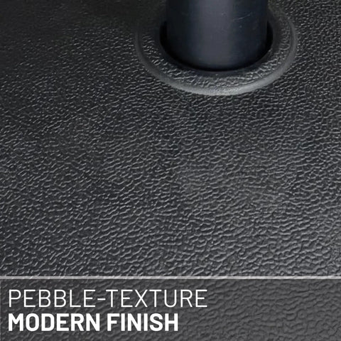 Pebble-texture surface of 20 lb Half Round Patio Umbrella Base With Adjustable Post Fit Up To 1.9 Inches, weather-resistant design