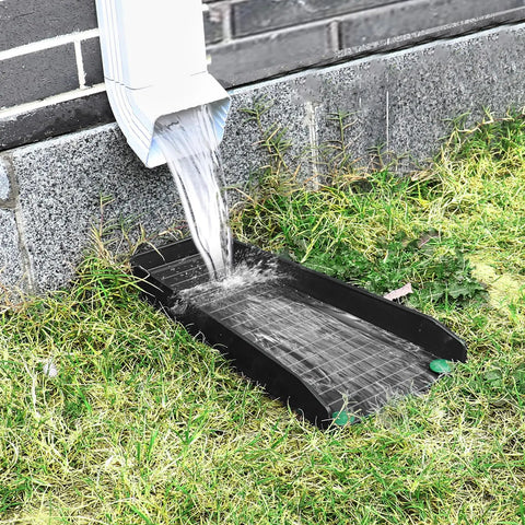 Rain Gutter Downspout Splash Block Extender With Ladder Downwards Design For Easy Install 16 Inch Fixable Downspout Extender For Rainwater Drainage Protect Foundation And Soil Erosion 8 PP Nails Included In Black installed and redirecting water
