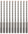 10 Pack One Quarter Inch SDS Plus Rotary Hammer Drill Bits Carbide Tipped For Brick Stone And Concrete Pro Grade Heavy Duty