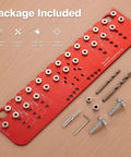 Top Rated 2 In 1 Shelf Pin Jig And Hinge Jig With 13 Alignment Holes For 1/4 Inch And 5mm Cabinet Hardware Drill Guide on wood.