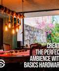 Dining room with dimmable Edison Style ST64 Amber Glass Filament Bulbs, warm glow, retro vibe for home or cafe ambience