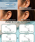 Installation instructions for Dope Threadless Nose Ring Set In 14K Gold Filled, 20G 18G 16G, showing each step with images and text.