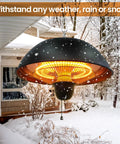 Infrared Hanging Patio Heater for Indoor Outdoor Use, Ceiling Mount, 3 Heat Settings 600W/900W/1500W, Easy Assembly in snow