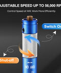 One Eighth Inch Pneumatic Pencil Die Grinder Running Sweet At 56000 Rpm Air Drive with adjustable speed controls.