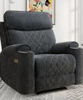 Electric Power Recliner Chair With Soft Fabric Upholstery Overstuffed Heavy Duty Sofa Chair With Metal Cup Holders Adjustable 100 Degree To 160 Degree Perfect For Living Room Or Bedroom Dark Gray in living room
