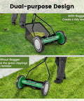 14 Inch Manual Push Reel Lawn Mower With 5 Steel Blades, 7 Gallon Removable Grass Bag, Adjustable Cutting Height From 1.06 To 2 Inches