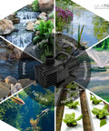 6,100 GPH Submersible Pond Pump With 33 Foot Power Cord And 24 Foot Max Head 354W Ultra Quiet Energy Efficient Workhorse in collage with pond and hydroponics