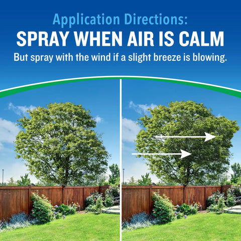 Illustration showing application directions for Outdoor Backyard Bug Control Fogger Kills Mosquitoes, Fleas, And Ants On Contact