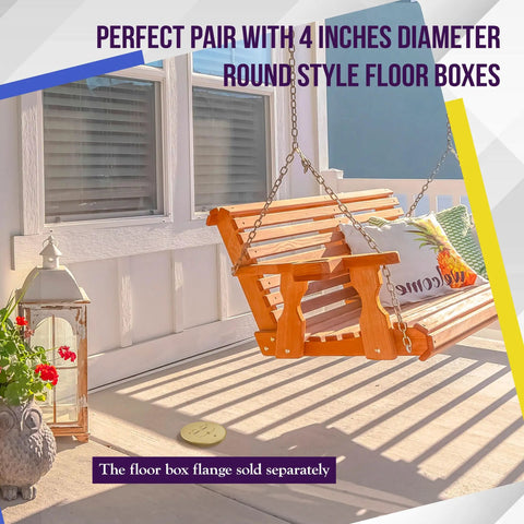 Outdoor porch with swing and decorative floor showcasing Five Point Six Two Five Inch Dual Flip Lid Floor Box Cover