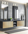 Modern bathroom with Madrona Collection LED Vanity Light 14.75 Inches Black Finish 20W Integrated LED Equivalent to 100W Incandescent