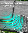 Close-up of 650g Textilene breathable material on a 3-seat swing, featuring woven texture detail; strong for outdoor use.