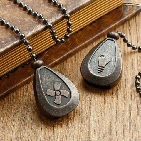Four Pack 12 Inch Ceiling Fan Pull Chain Extenders in Black Copper Finish with Classic Drop Shaped Beaded Pendants