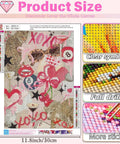 5D Diamond Art Kit For Adults Newbies With Tools Diamond Painting Set Girly Pink Bow And Cheetah Pattern Full Round Drill DIY Wall Decor Gift 12 By 16 Inch showing product size guide, drill details, and symbols chart.