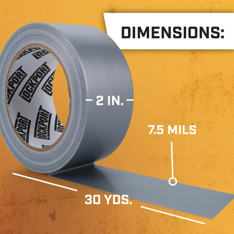 Silver Duct Tape 6 Roll Multi Pack, 90 Feet Each, 2 Inch Wide Heavy Duty Waterproof Tape With No Residue And Easy Tear, dimensions shown