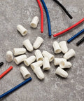 Close-up of white ceramic wire connectors for 22-14 AWG, 40-pack