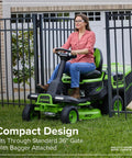 80V 30 Inch Cordless Riding Lawn Tractor With Four 6Ah Batteries And 600W Charger Delivers Gas Like Torque With Zero Emissions For Quiet Low Maintenance Yard Work On Medium Lawns, 30-inch compact design with bagger