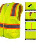 Fresh Two Tone Safety Vest Loaded With Bold Reflective Strips And Roomy Pockets For Guaranteed High Visibility Wrapped In Cool Airflow Mesh And Snappy Front Zipper, with dual pockets and breathable fabric.