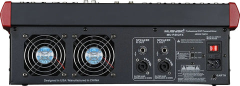 Back view of 10 Channel 4800W Pro Series Digital Audio Mixer With Built In Amplifier 24 Bit FX 7 Band EQ showing cooling fans and outputs.