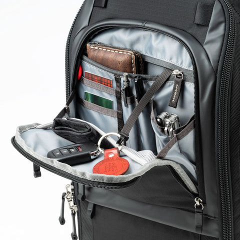 Walker Pro 24L Camera Backpack For Photography And Video Gear With Front Panel Access showing internal compartments