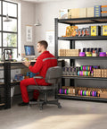 Heavy Duty Garage Shelving Unit 3500 Lbs Capacity, 60 Inch Wide 5 Tier Storage Rack For Tools, Gear, And Oversized Items, Ultra Sturdy Metal Shelves For Home, Garage, Or Workshop Organization in workshop with tools and storage bins