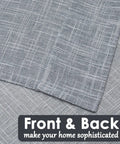 Close-up of Tassel Linen Textured Swag Valances For Farmhouse Kitchen And Small Windows, showing gray fabric front and back.