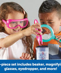 Children using Pink Primary Science Lab Set For Kid Friendly Hands On STEM Kit With Flasks Test Tubes And Droppers Real Experiments