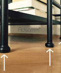 Tough As Nails Self Adhesive Felt Pads 200 Count Grey Rectangle Stickers protect furniture legs on hardwood floor.