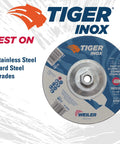 Tiger INOX Type 27 Cut And Grind Combo Wheel 7 Inch Diameter 1/8 Inch Thick INOX30T 7/8 Inch Arbor Contaminant-Free