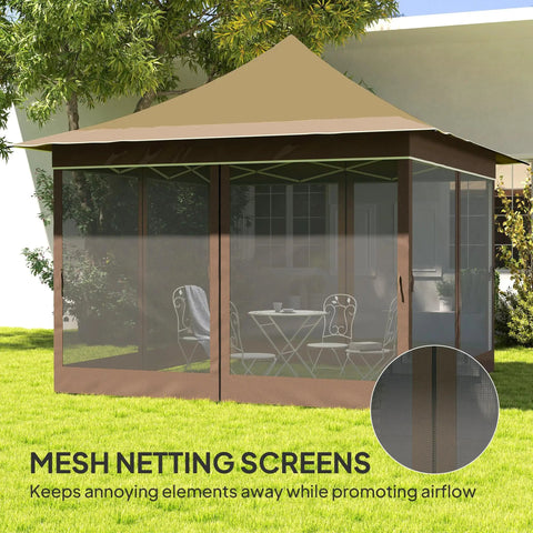 12 X 12 Ft Pop Up Canopy Tent With Mesh Netting UPF50 Instant Sun Shelter Height Adjustable Easy Setup Carry Bag Included Bugproof Garden Patio Event Shelter Beige