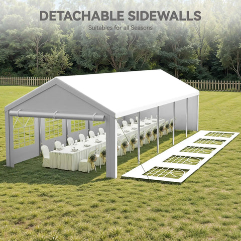 16x32ft Party Tent Heavy Duty Outdoor Wedding Canopy Event Shelter With Removable Sidewalls And Windows Galvanized Steel Frame