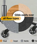 Smooth Rolling Office And Gaming Chair Wheels Set Of 5 Replacement Casters Universal Fit No Mat Needed Easy Install Safe On Floors