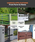 Heavy Duty Dual Swing Gate Opener Kit Handles Up To 20 Feet And 1200 Lbs With Smart App Control Remotes installed on various gates.