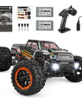 One Sixteen Scale Two Point Four GHz 4x4 Off Road RC Monster Truck Waterproof Ready To Run With Dual Batteries shown with accessories
