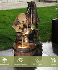 Totally Cute Puppy Dog Outdoor Water Fountain With LED Lights Resin Farmhouse Style Waterfall Fountain 25 Inch Tall on patio