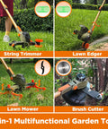 Heavy Duty 13 Inch Electric Weed Wacker And Cordless String Trimmer With 4 In 1 Lawn Edger Function Lightweight Grass Cutter for trimming and edging in use.