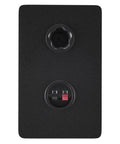 Rear view of HS4 Black Powered Studio Monitors Pair with control knobs and input connectors for room control and high trim settings.
