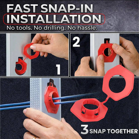Red Plastic Wire Hole Protectors For 1 Inch Knockouts Snap In Grommets For Metal Studs Non Metallic Polypropylene Shield Cable Protection And Rim Guard To Prevent Wire Abrasion In Through Hole Installations, snap-in install