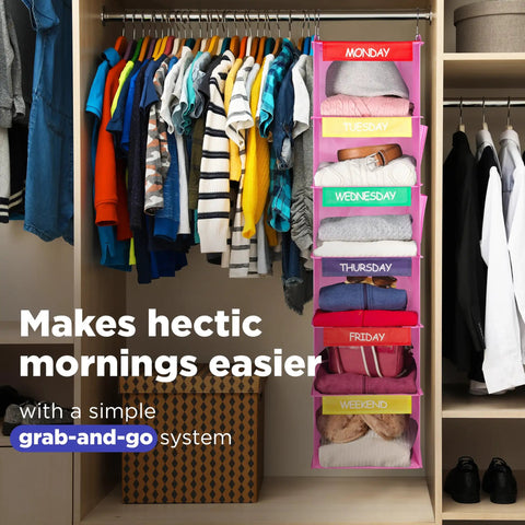 Hella Practical Weekly Laundry Organizer For Kids Featuring Six Spacious Bamboo Shelves To Stack Daily Outfits Ditch The Morning Hustle And Keep Small Closets Looking Fresh