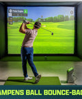 Golfer using Indoor Golf Simulator Turf 10 X 6 Ft 15mm Elite Pro Grade Golf Turf For Home Setups for realistic practice indoors