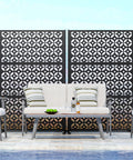 Metal Privacy Screen Outdoor 72 Inches Tall Freestanding Privacy Fence with Sturdy Stands Cross Shaped Decorative Panels