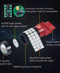 Diagram of Red 3156 3157 LED Turn Signal Bulbs For T25 Set Of 2 with labeled features and 39 2835 SMD chips.