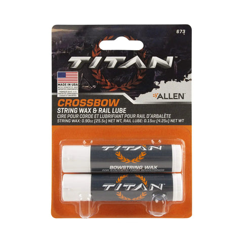 Crossbow String Wax And Rail Lube Duo, 2 Pack, White, Made In America, Pro Grade Bowstring Care packaging with tubes visible