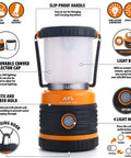 Bright 1800 Lumen Go-To Camping Lantern With Four Lighting Modes Battery Powered Emergency Light features and parts.