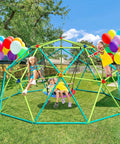 Climbing Dome Swing Set With Saucer Swing For Kids Outdoor Backyard Playground 800 Pound Capacity with children playing