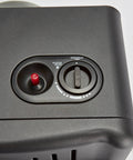 Top view of control panel on Portable Outdoor Propane Cabinet Heater With 6,000, 12,000, Or 18,000 BTU Settings Delivers Cozy Radiant Heat