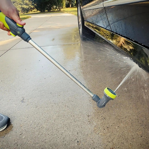 Using Garden Nozzle With 28 Inch Watering Wand, 3 Pattern Adjustable Sprays Jet Mist Shower, 180 Degree Rotating Head