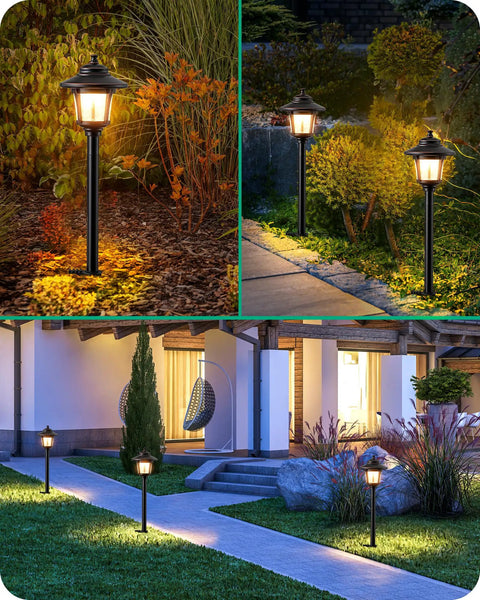Low Voltage Landscape Pathway Lights 12V 3W 120LM 3000K Seed Glass Orbs illuminating outdoor walkway and garden